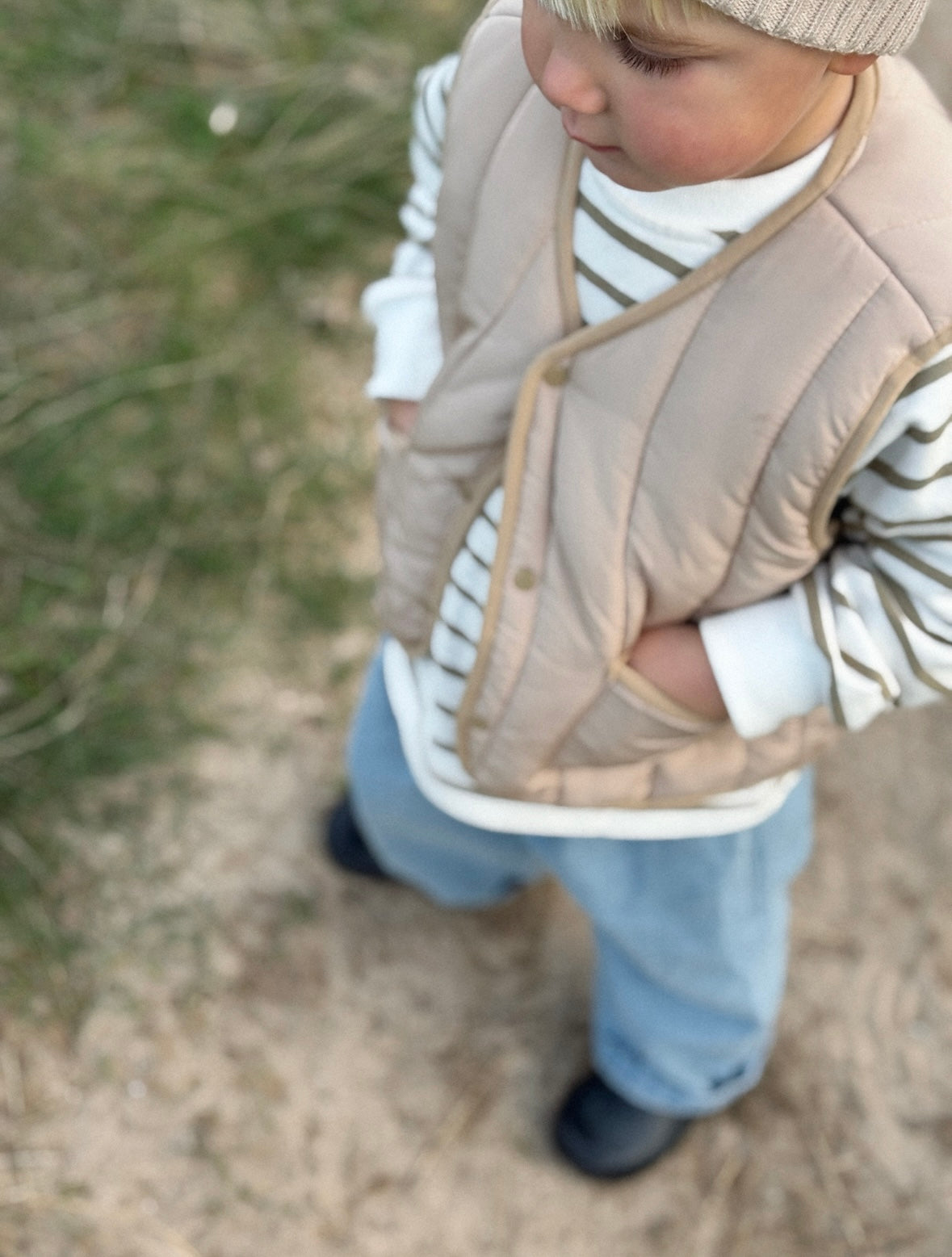 Quilted Gilet in Sand
